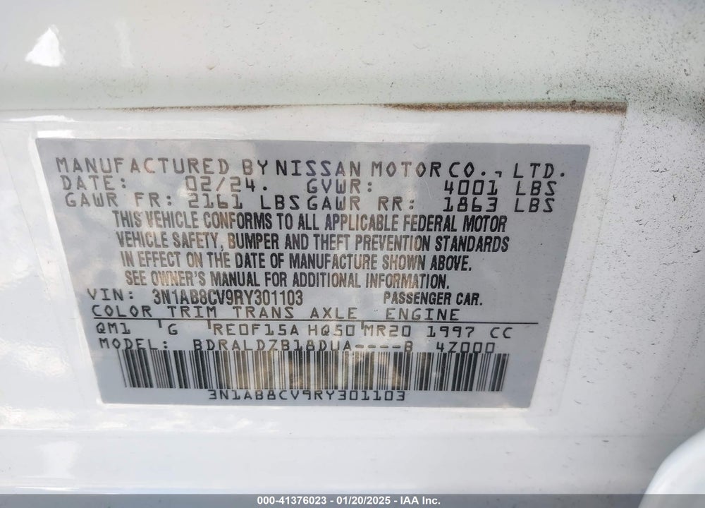 2024 NISSAN SENTRA SV XTRONIC CVT VIN: 3N1AB8CV9RY301103