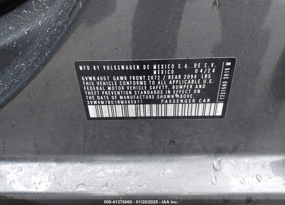 2024 VOLKSWAGEN JETTA VIN: 3VW4M7BU1RM085811
