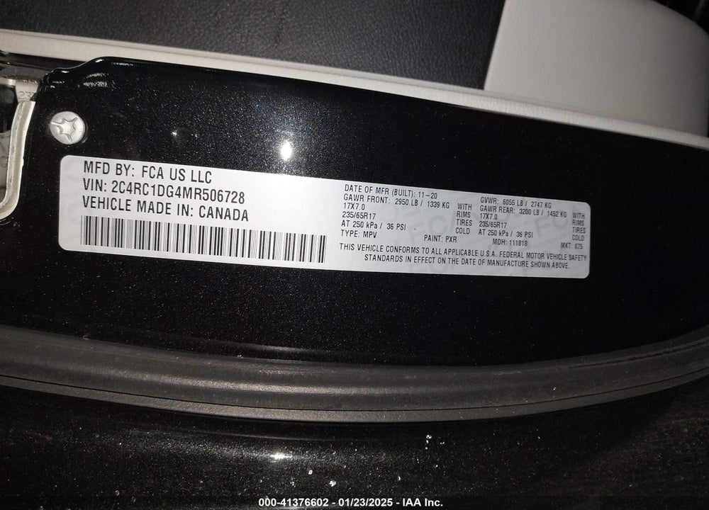2021 CHRYSLER VOYAGER VIN: 2C4RC1DG4MR506728