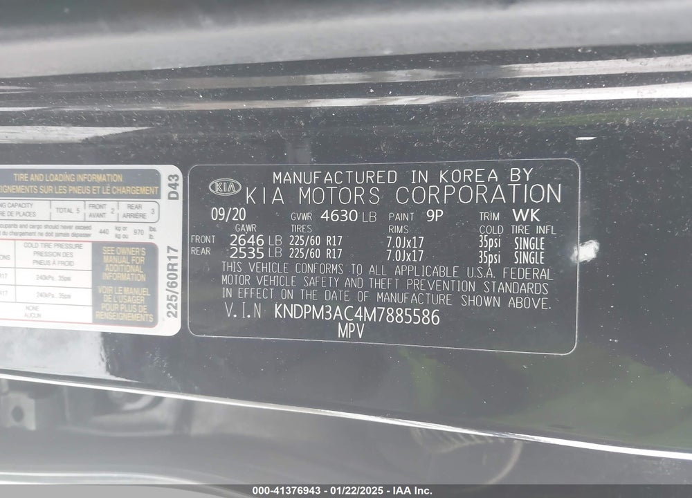 2021 KIA SPORTAGE LX VIN: KNDPM3AC4M7885586