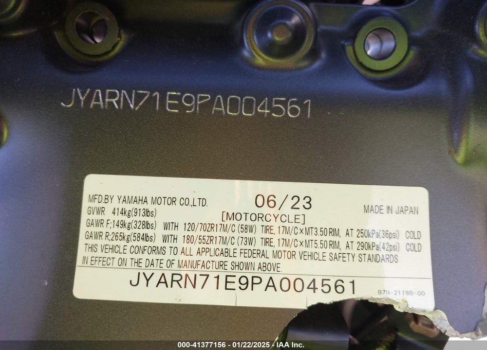 2023 YAMAHA MT09 VIN: JYARN71E9PA004561