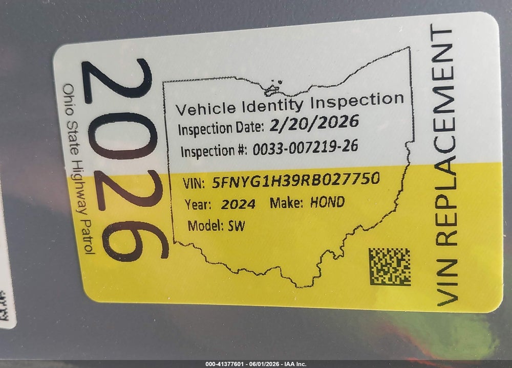 2024 HONDA PILOT VIN: 5FNYG1H39RB027750