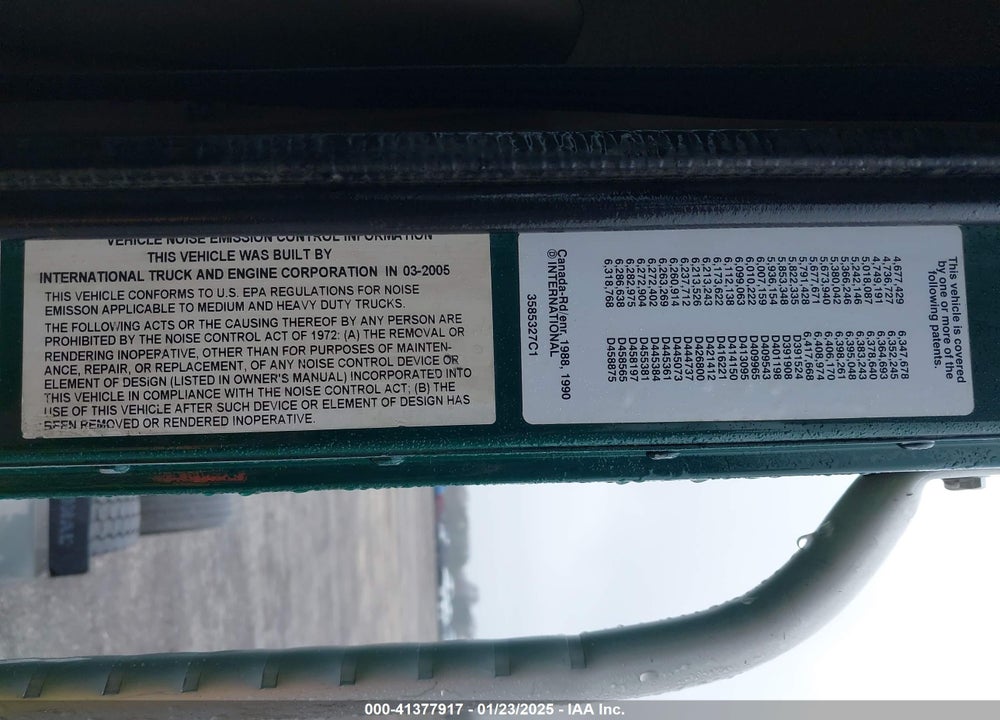 2005 INTERNATIONAL 9200 9200I VIN: 3HSCESBR75N175616