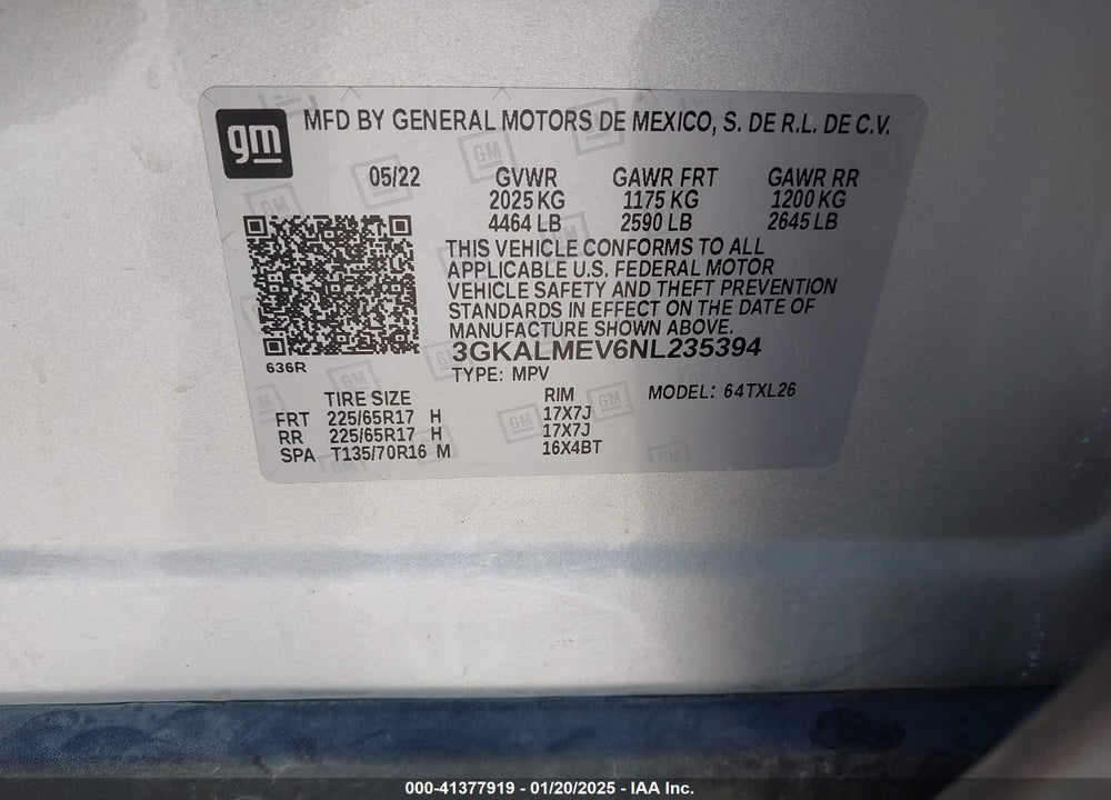 2022 GMC TERRAIN VIN: 3GKALMEV6NL235394