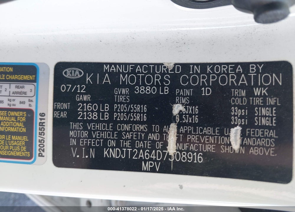 2013 KIA SOUL VIN: KNDJT2A64D7508916
