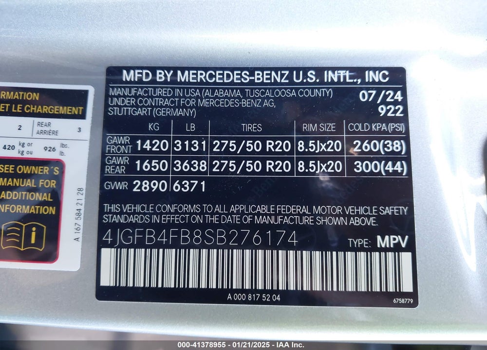2025 MERCEDES-BENZ GLE 350 VIN: 4JGFB4FB8SB276174