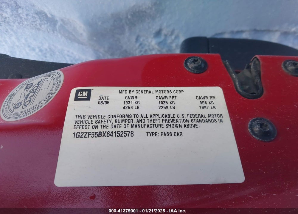 2006 PONTIAC G6 VIN: 1G2ZF55BX64152578
