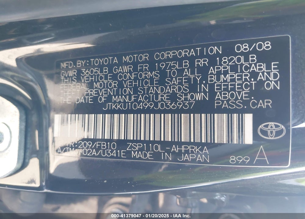 2009 SCION XD VIN: JTKKU10499J036937