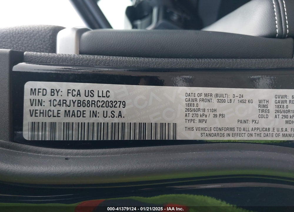 2024 JEEP GRAND CHEROKEE 4XE VIN: 1C4RJYB68RC203279