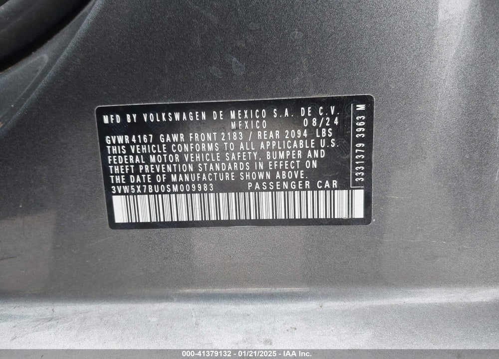 2025 VOLKSWAGEN JETTA 1.5T S VIN: 3VW5X7BU0SM009983