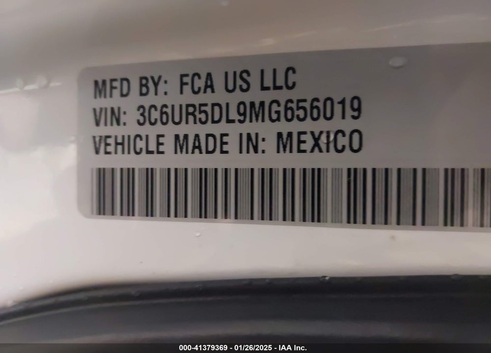 2021 RAM 2500 VIN: 3C6UR5DL9MG656019