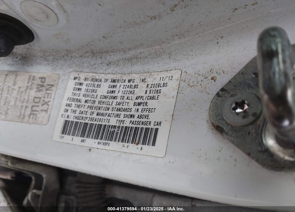 2014 HONDA ACCORD LX VIN: 1HGCR2F36EA090175