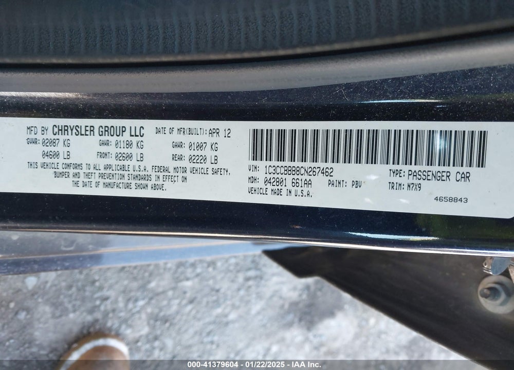 2012 CHRYSLER 200 TOURING VIN: 1C3CCBBB8CN267462