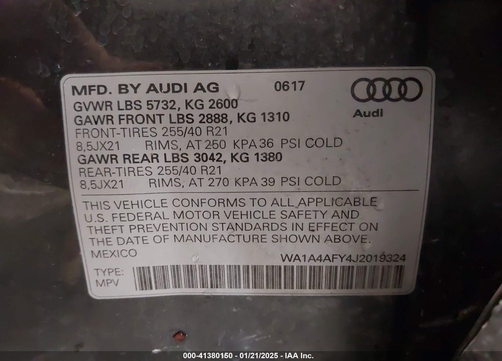 2018 AUDI SQ5 3.0T PREMIUM PLUS VIN: WA1A4AFY4J2019324