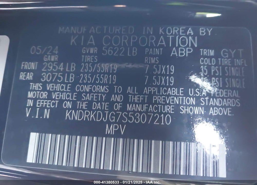 2025 KIA SORENTO HYBRID SX PRESTIGE VIN: KNDRKDJG7S5307210