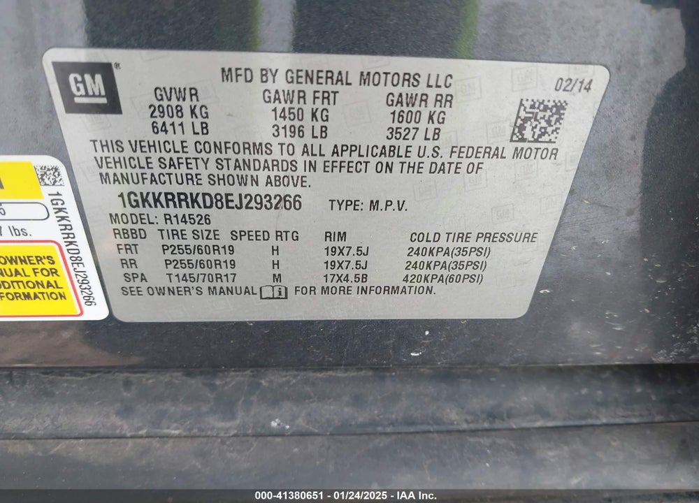 2014 GMC ACADIA SLT-1 VIN: 1GKKRRKD8EJ293266