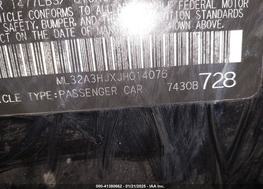 2018 MITSUBISHI MIRAGE ES VIN: ML32A3HJXJH014076