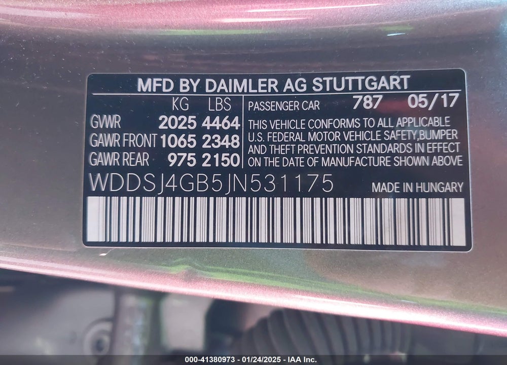 2018 MERCEDES-BENZ CLA 250 VIN: WDDSJ4GB5JN531175