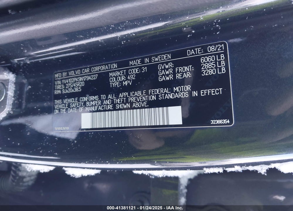 2022 VOLVO XC90 T5 MOMENTUM 7 PASSENGER VIN: YV4102PK9N1794227
