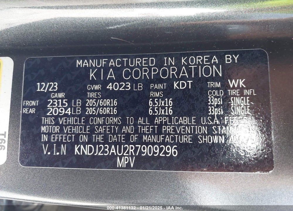 2024 KIA SOUL VIN: KNDJ23AU2R7909296