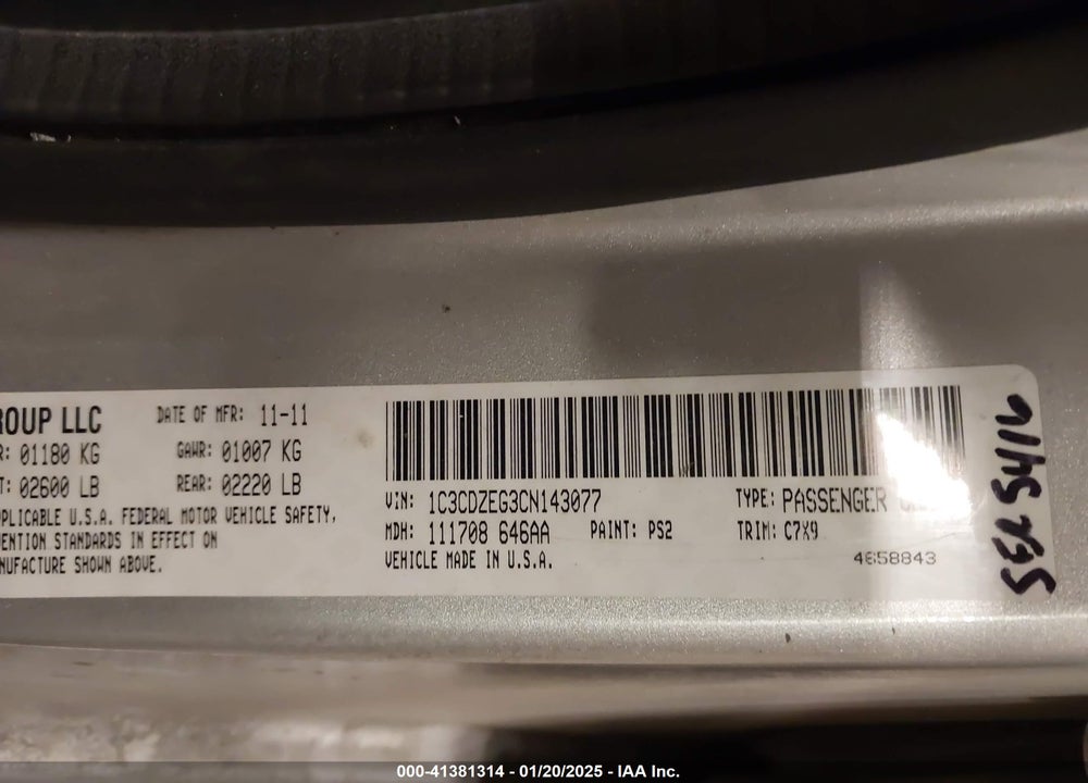2012 DODGE AVENGER SXT PLUS VIN: 1C3CDZEG3CN143077