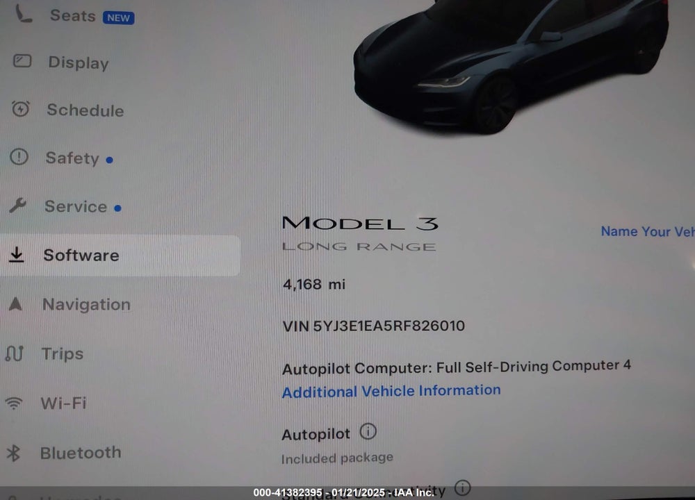 2024 TESLA MODEL 3 LONG RANGE DUAL MOTOR ALL-WHEEL DRIVE/REAR-WHEEL DRIVE VIN: 5YJ3E1EA5RF826010