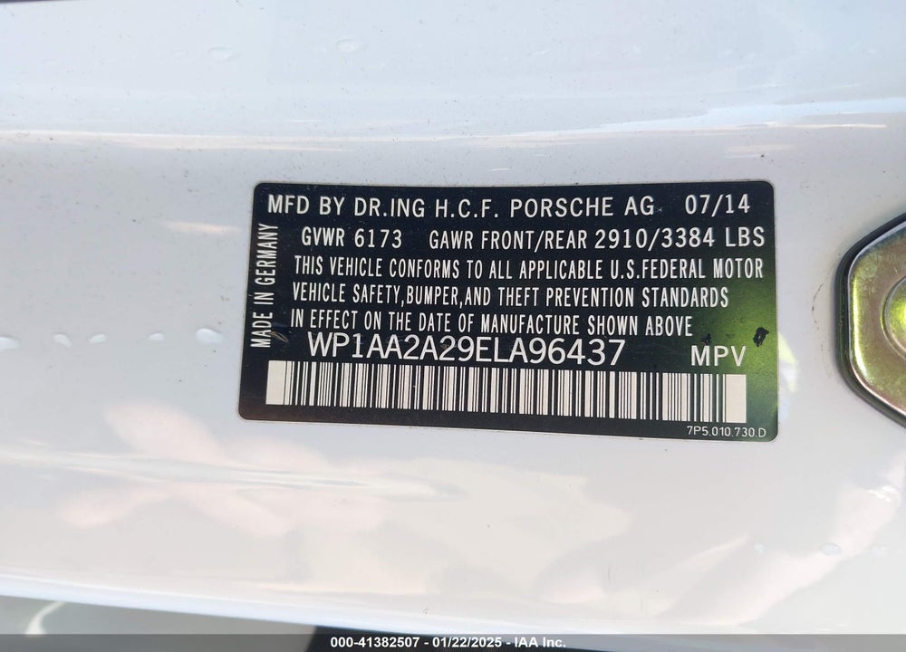 2014 PORSCHE CAYENNE PLATINUM EDITION VIN: WP1AA2A29ELA96437