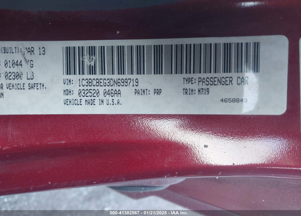 2013 CHRYSLER 200 VIN: 1C3BCBEG3DN699719