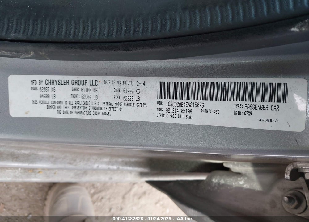 2014 DODGE AVENGER SE VIN: 1C3CDZAB4EN215076