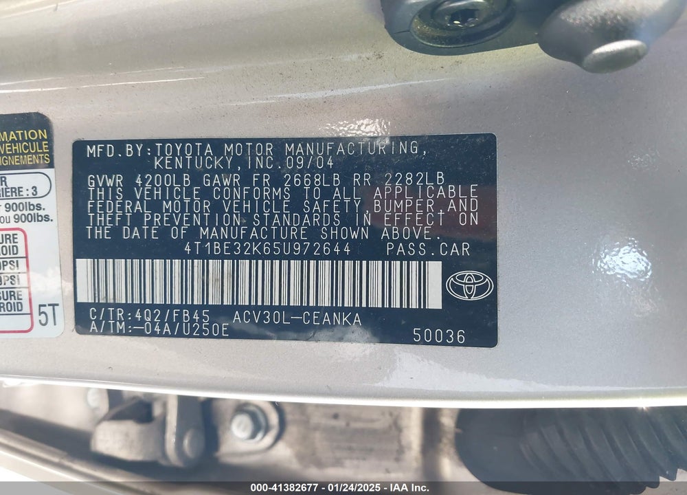 2005 TOYOTA CAMRY STD/ VIN: 4T1BE32K65U972644