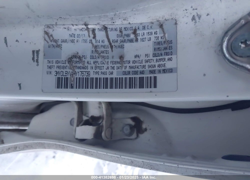 2017 TOYOTA YARIS IA VIN: 3MYDLBYV1HY176739