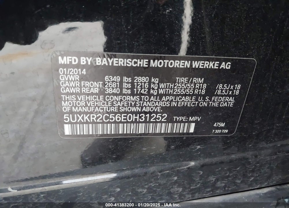 2014 BMW X5 SDRIVE35I VIN: 5UXKR2C56E0H31252