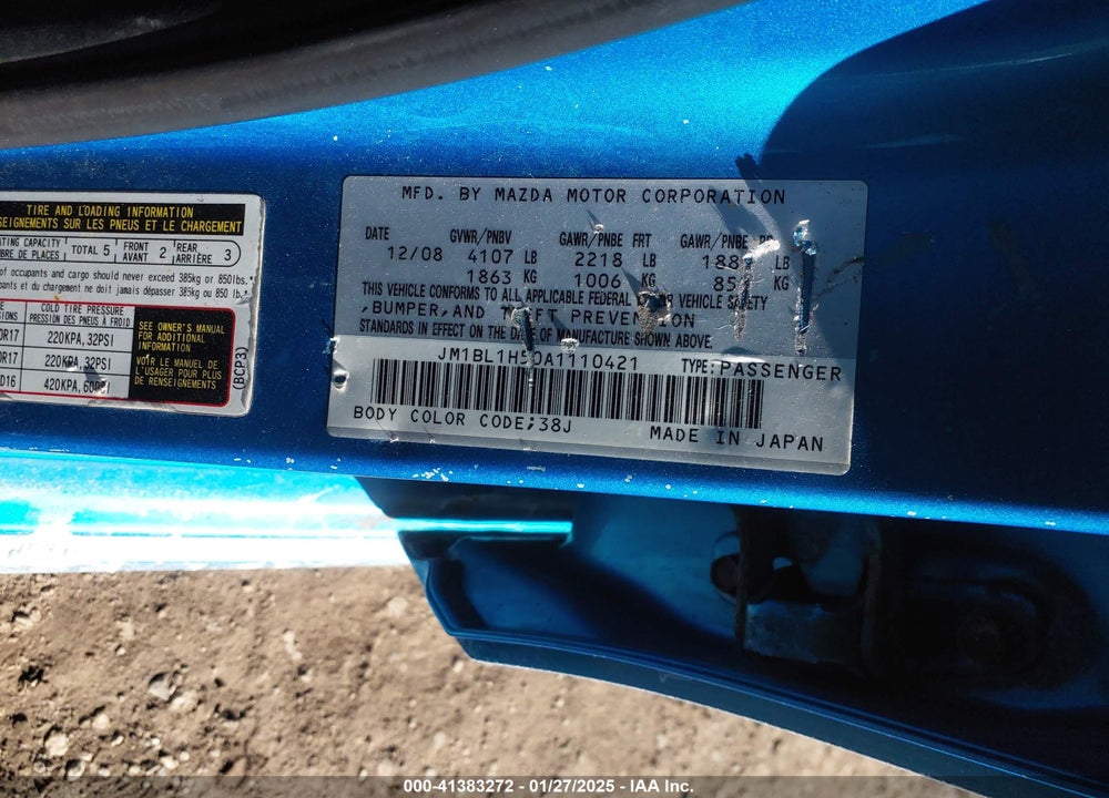 2010 MAZDA MAZDA3 VIN: JM1BL1H50A1110421