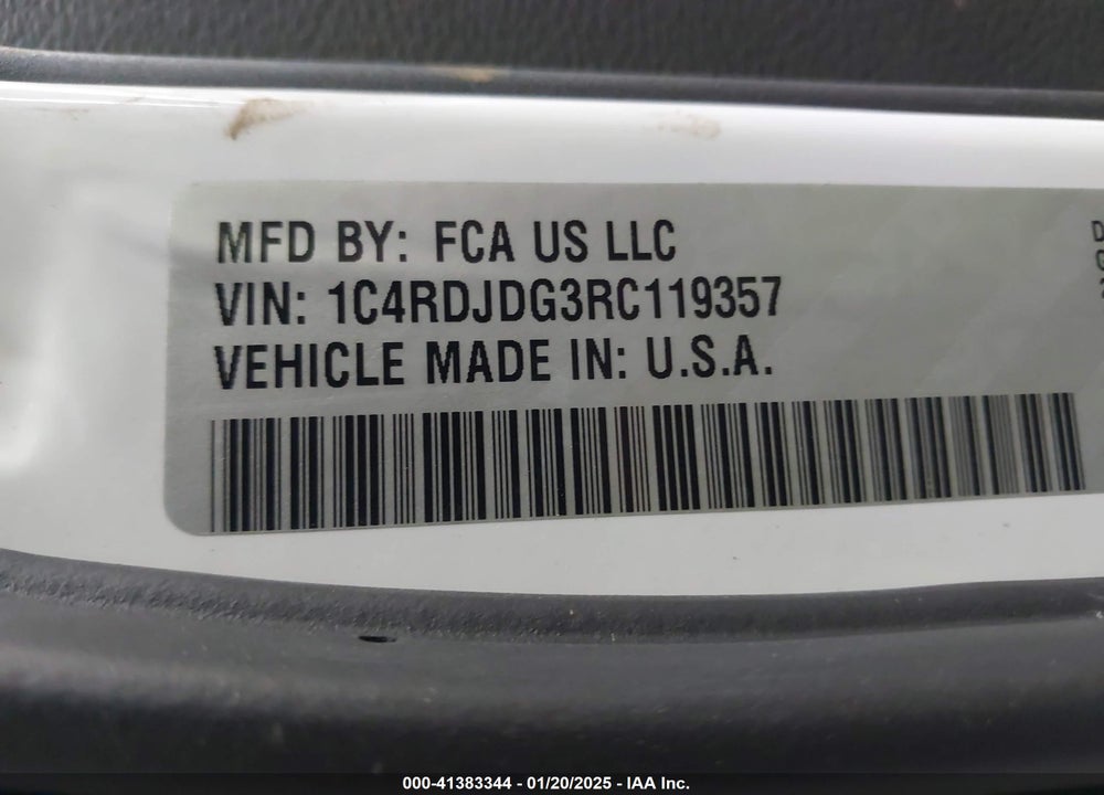 2024 DODGE DURANGO GT PLUS AWD VIN: 1C4RDJDG3RC119357