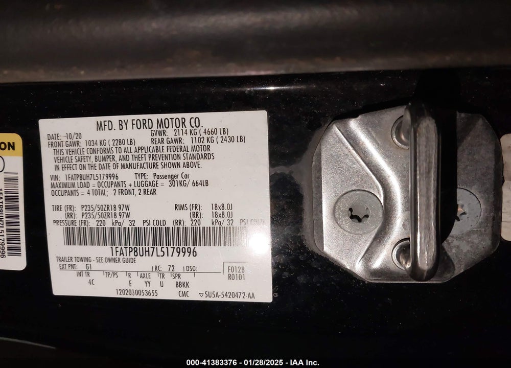 2020 FORD MUSTANG ECOBOOST PREMIUM VIN: 1FATP8UH7L5179996