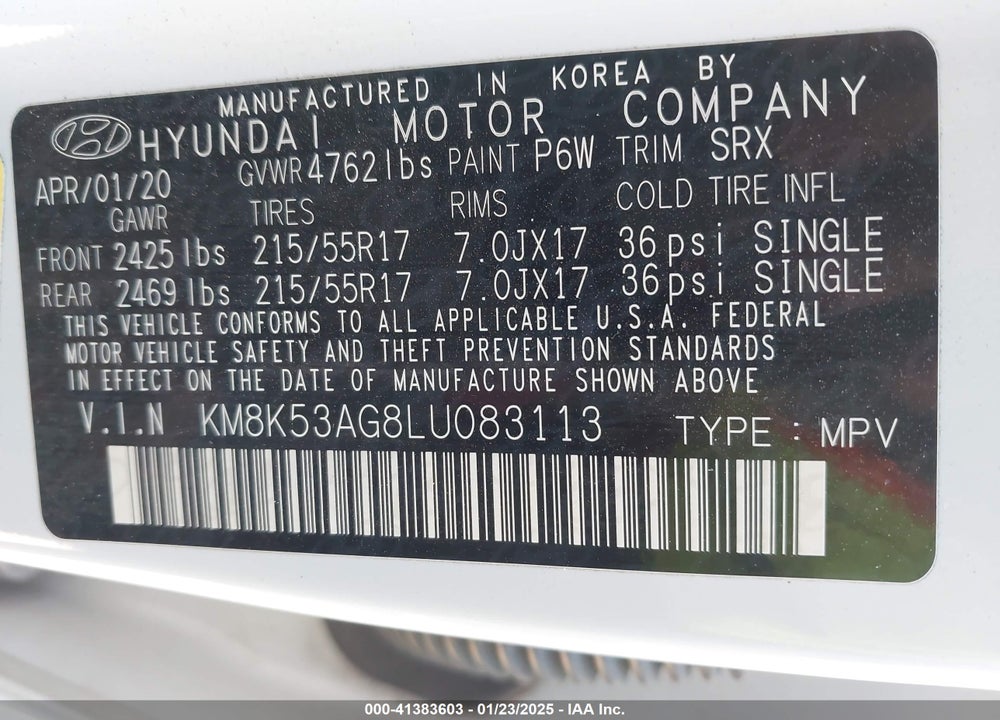 2020 HYUNDAI KONA ELECTRIC ULTIMATE VIN: KM8K53AG8LU083113