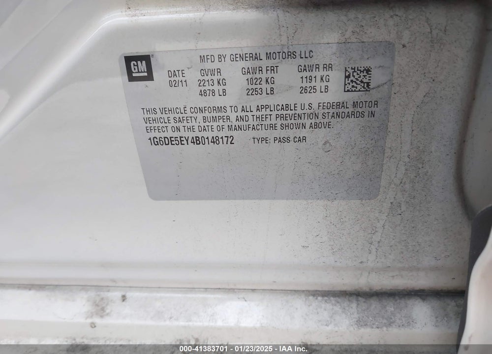 2011 CADILLAC CTS VIN: 1G6DE5EY4B0148172