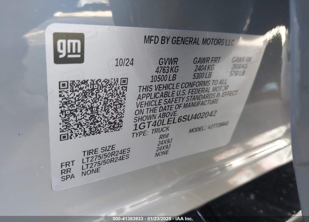 2025 GMC SIERRA EV MAX RANGE DENALI VIN: 1GT40LEL6SU402042