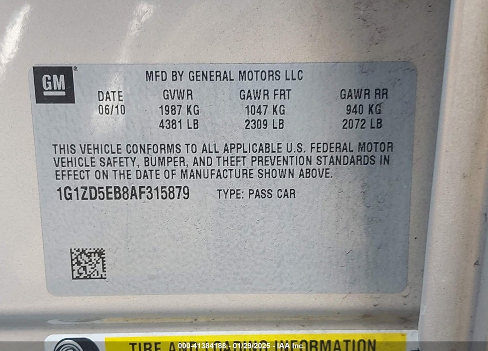 2010 CHEVROLET MALIBU LT VIN: 1G1ZD5EB8AF315879