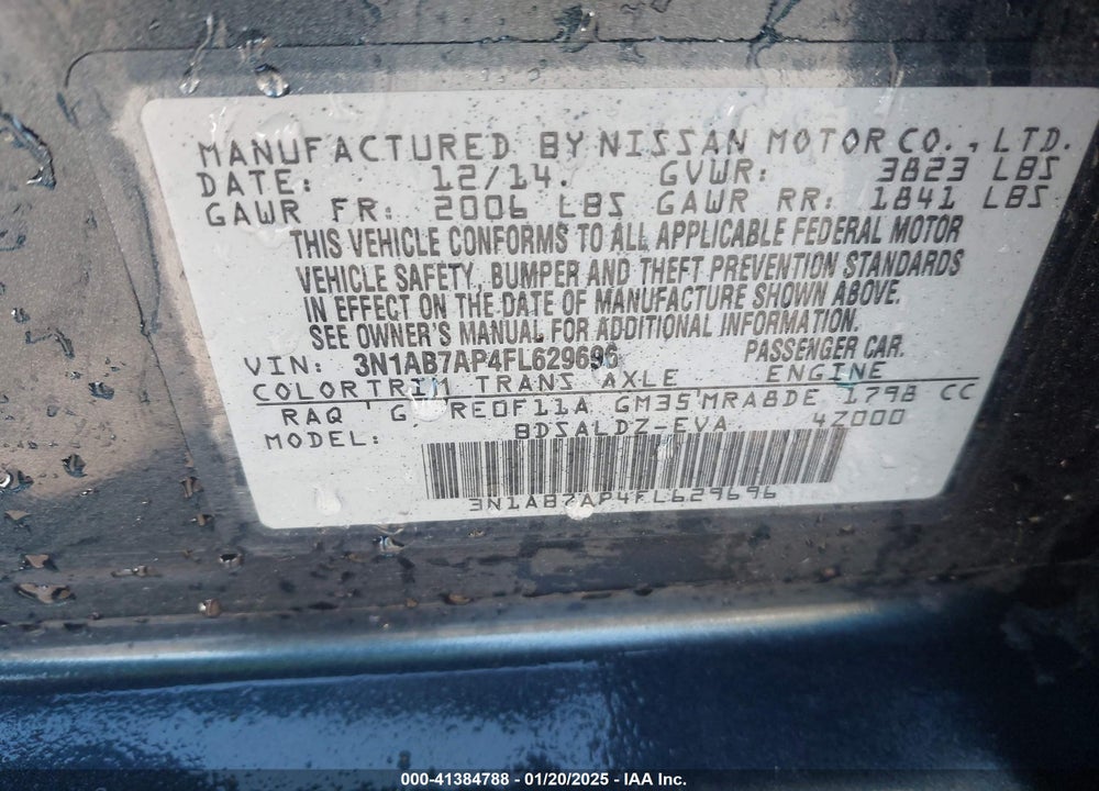 2015 NISSAN SENTRA SV VIN: 3N1AB7AP4FL629696
