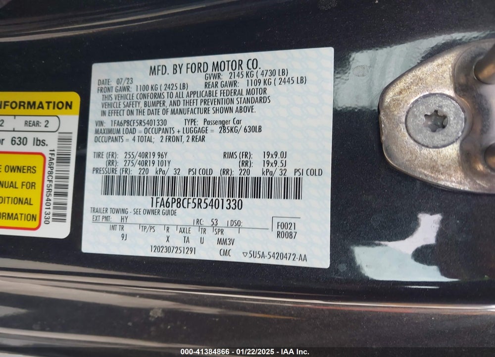 2024 FORD MUSTANG VIN: 1FA6P8CF5R5401330