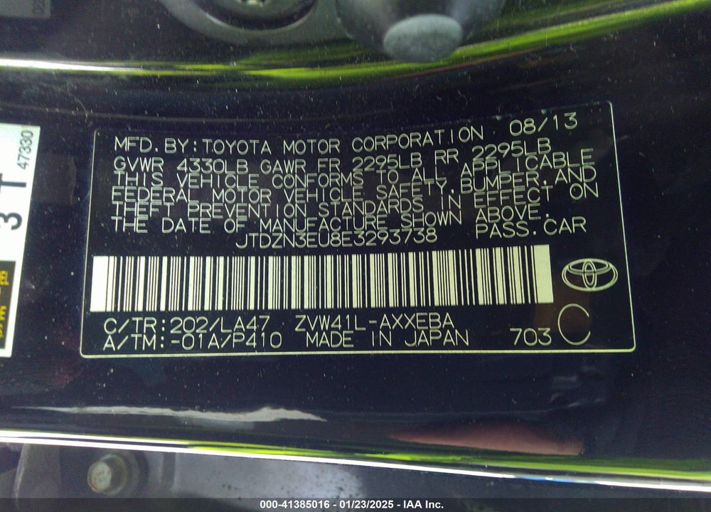 2014 TOYOTA PRIUS V FIVE VIN: JTDZN3EU8E3293738