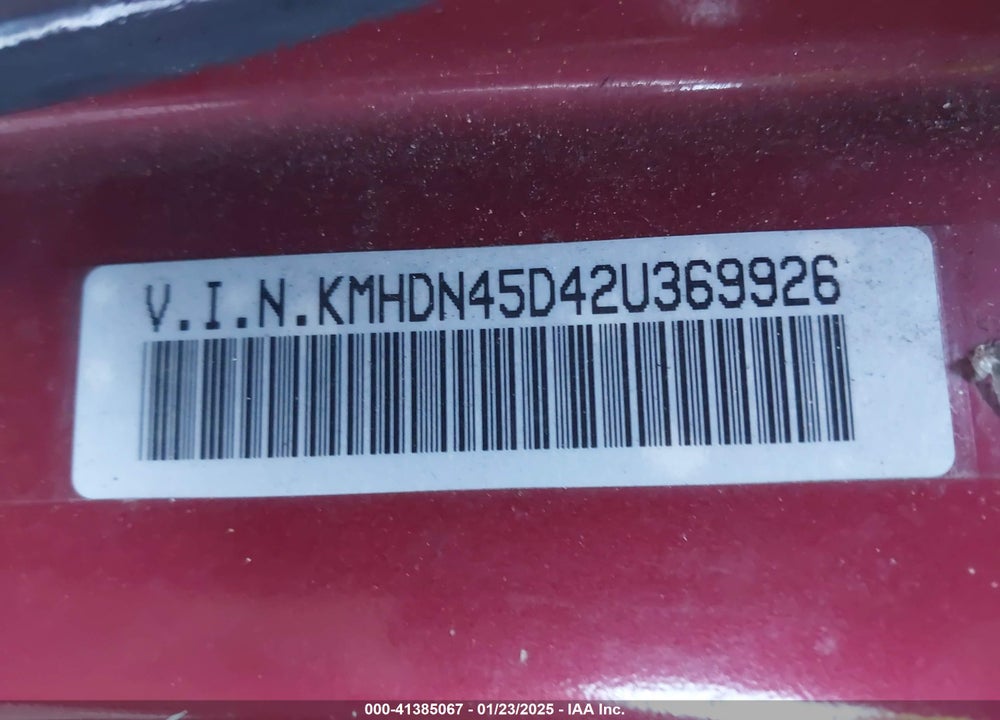 2002 HYUNDAI ELANTRA GLS VIN: KMHDN45D42U369926