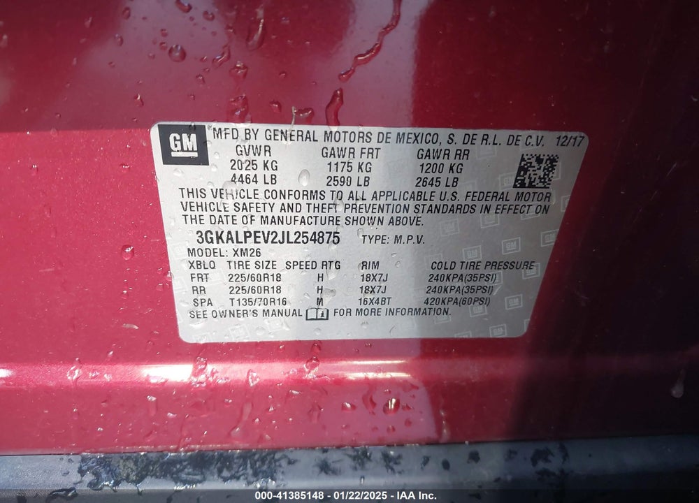 2018 GMC TERRAIN SLT VIN: 3GKALPEV2JL254875