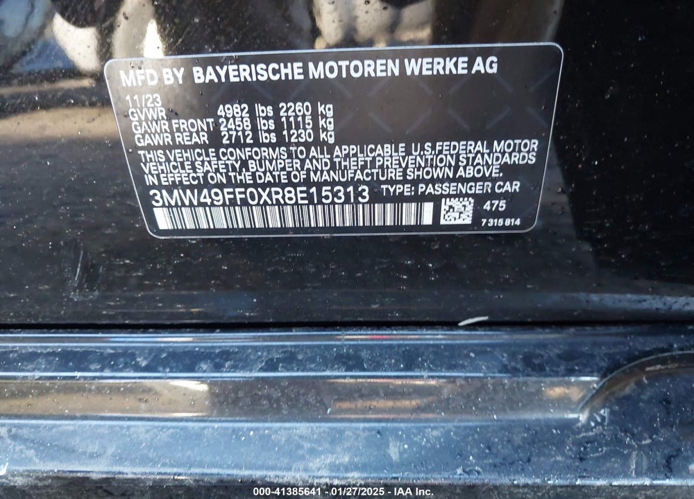2024 BMW M340XI VIN: 3MW49FF0XR8E15313
