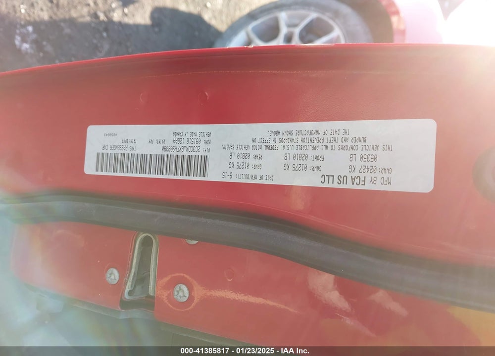 2015 DODGE CHARGER SXT VIN: 2C3CDXJGXFH908390