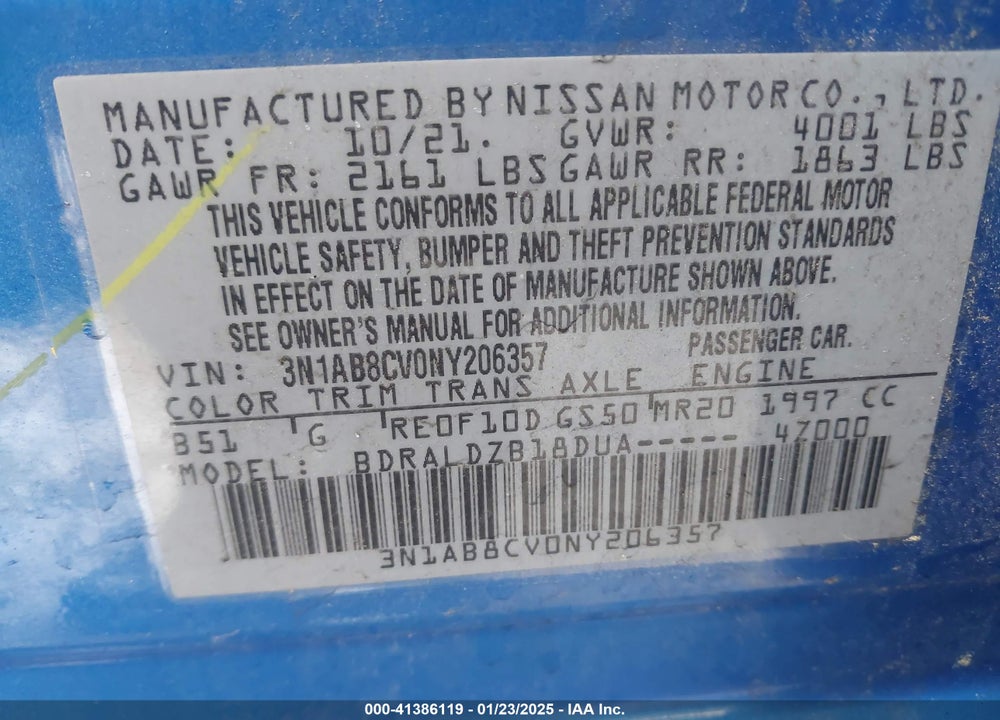 2022 NISSAN SENTRA VIN: 3N1AB8CV0NY206357
