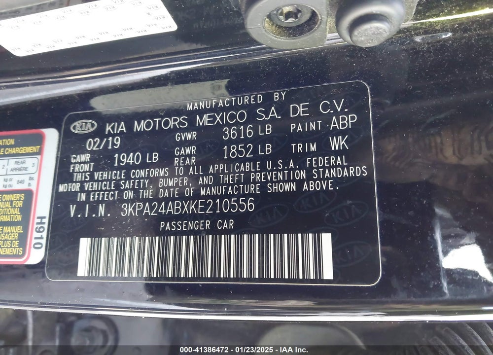 2019 KIA RIO VIN: 3KPA24ABXKE210556
