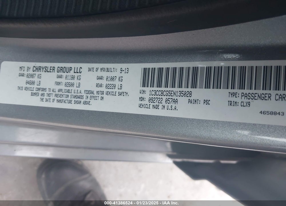 2014 CHRYSLER 200 VIN: 1C3CCBCG5EN135028