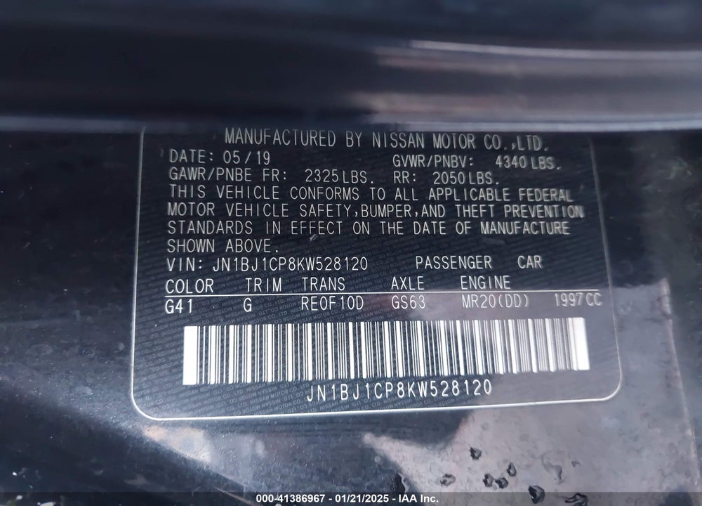 2019 NISSAN ROGUE SPORT S VIN: JN1BJ1CP8KW528120